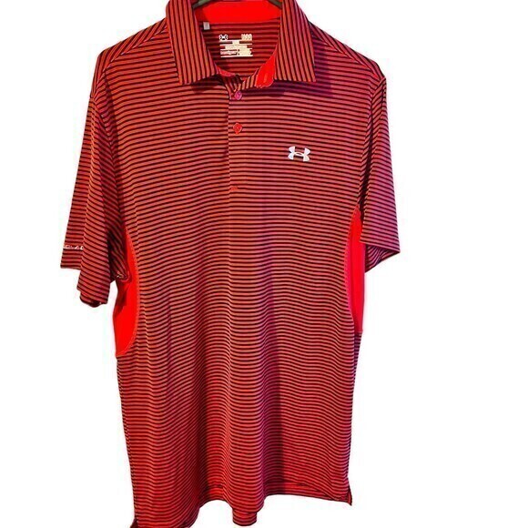 Armour Heat Gear Polo Shirt Men's Size MED. Loose Fit Red - Picture 1 of 4